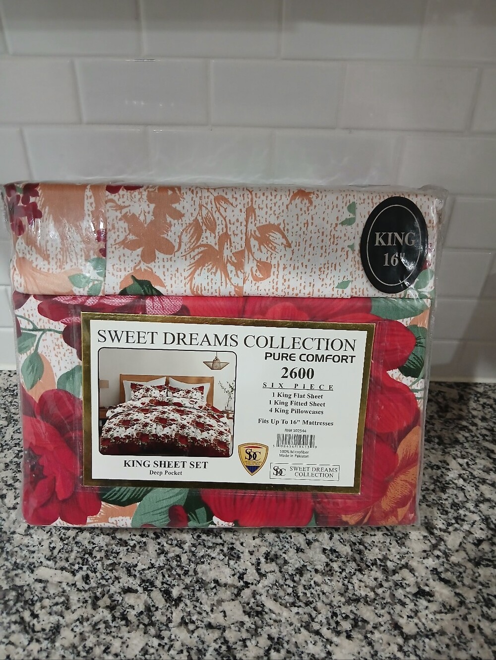 Sweet Dreams King Sheet Set - Red and Cream Floral